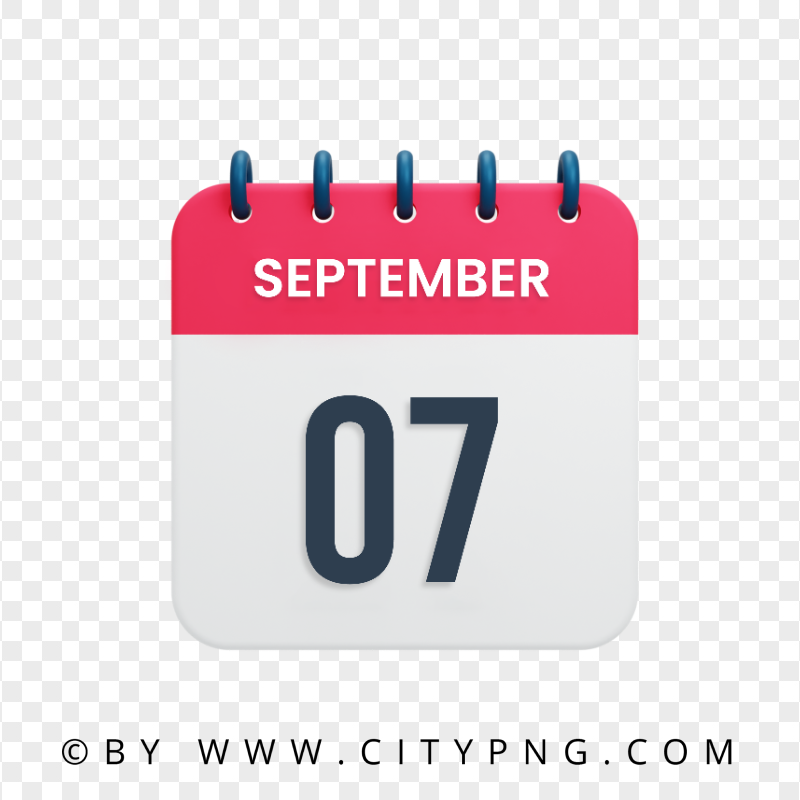 HD PNG 7th September Date Red & White Calendar Icon
