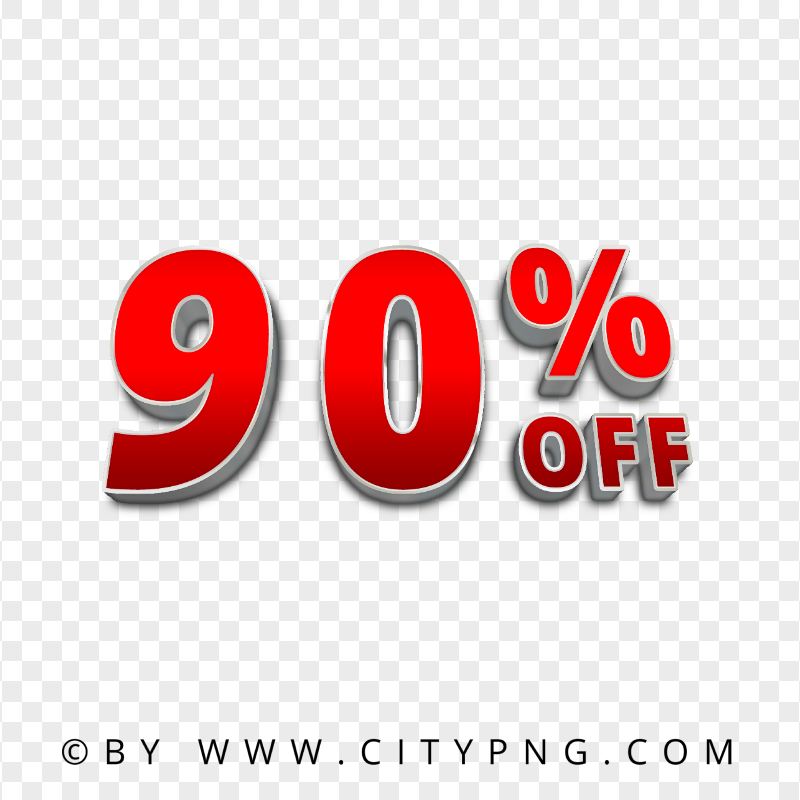 HD PNG 90 Percent OFF Text Red 3D Logo Sign