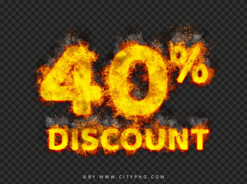 HD PNG Discount 40 Percent Burning Text On Fire