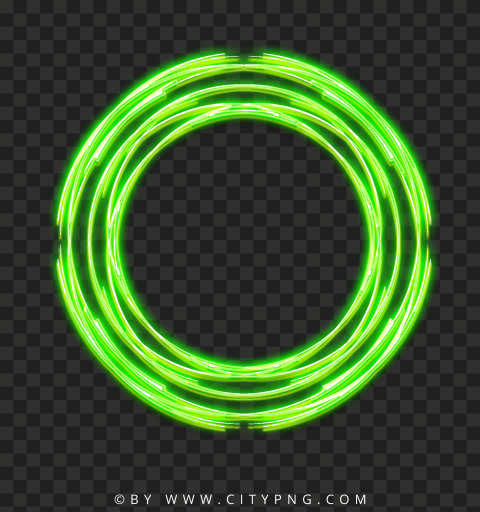 HD PNG Green Glowing Light Neon Lines Circle