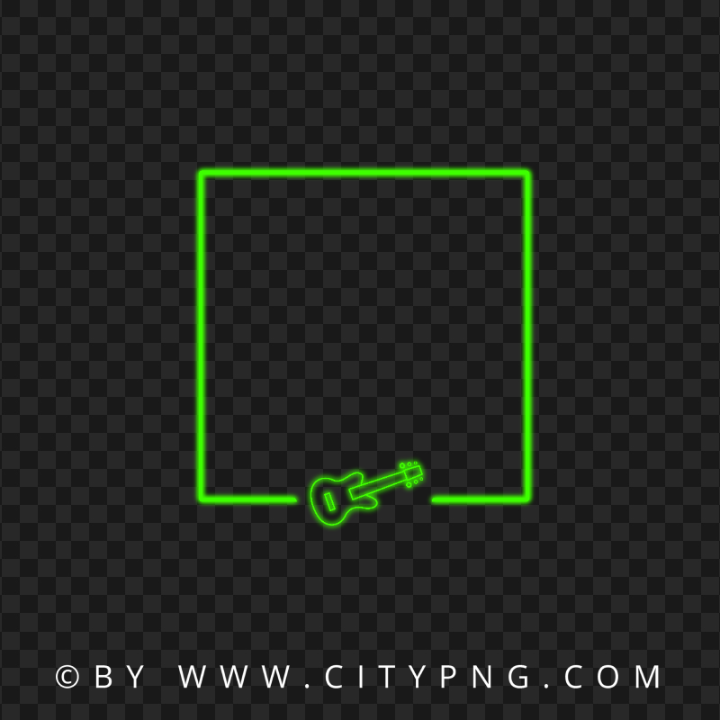 HD PNG Green Neon Frame With Guitar Shape