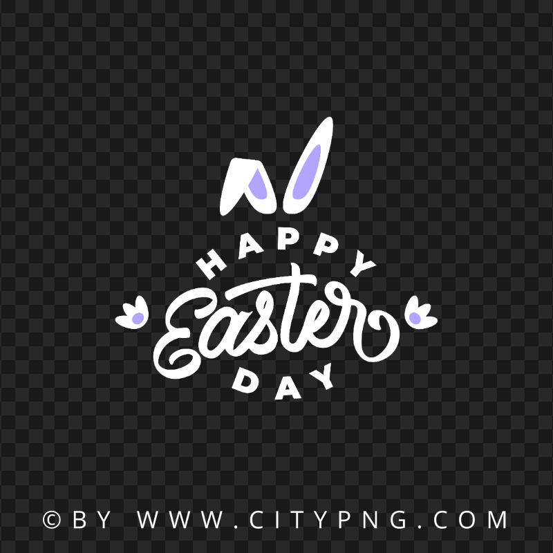 HD PNG Happy Easter Day Purple Greeting with Bunny Ears