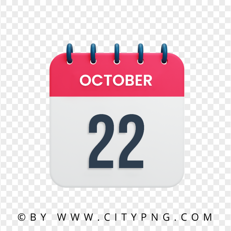 HD PNG October 22th Date Red & White Calendar Icon