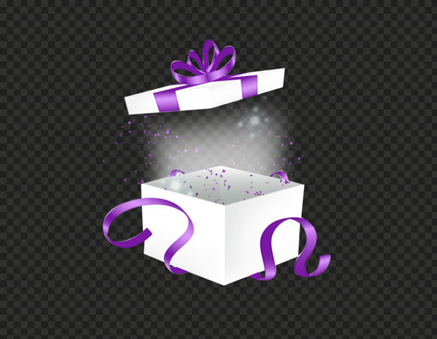 HD PNG Purple & White Magic Open Gift Box
