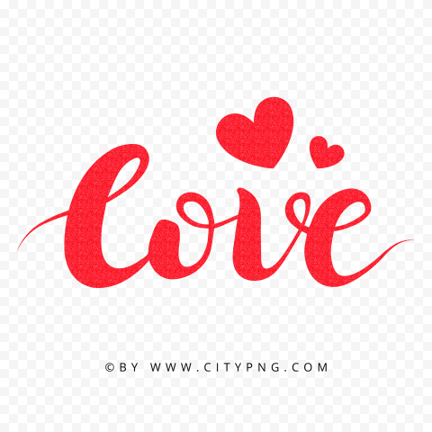 HD PNG Red Love Glitter Text Word With Hearts