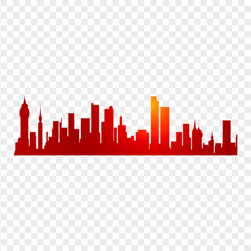 HD PNG Skyscraper Skyline Red Orange City Silhouette