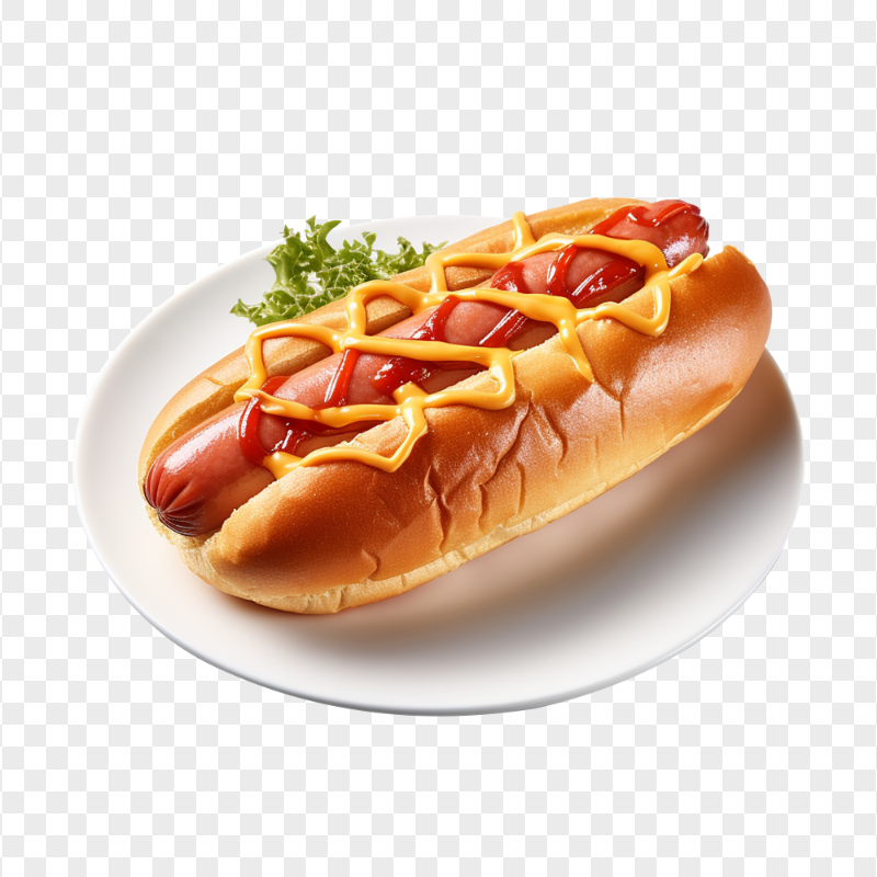 HD PNG Spicy Hot Dog with Herbs on Plate