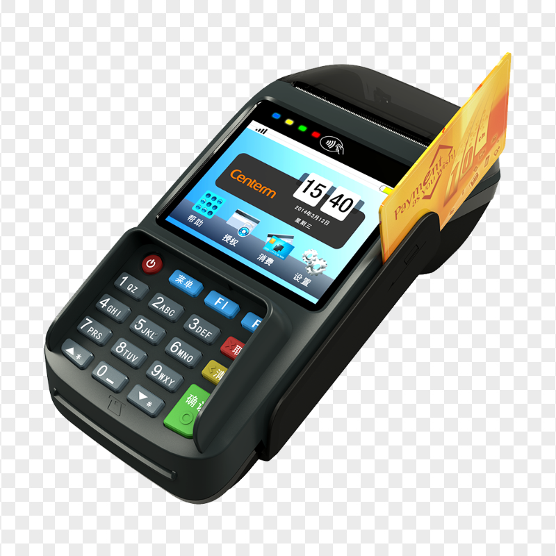 HD POS Credit Card Machine With Credit Card PNG