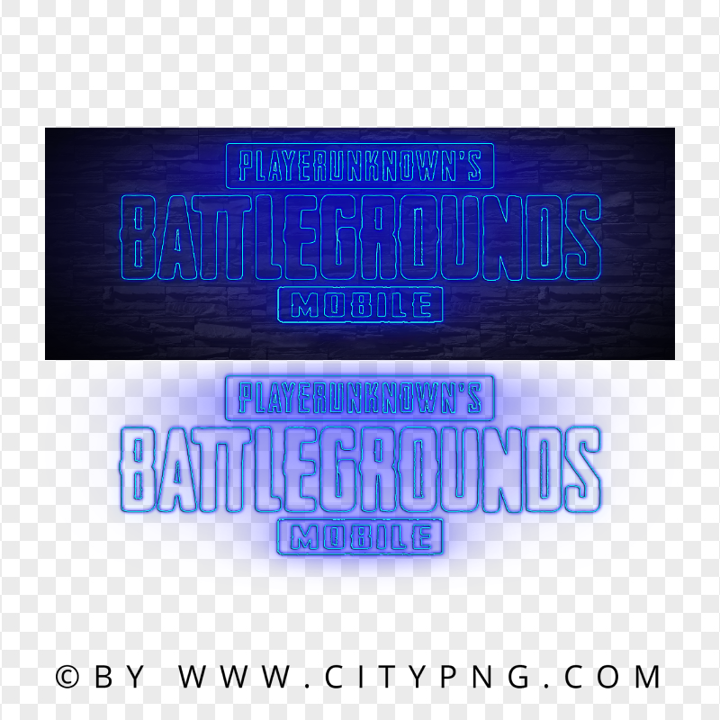 HD PUBG Blue Neon Logo PNG