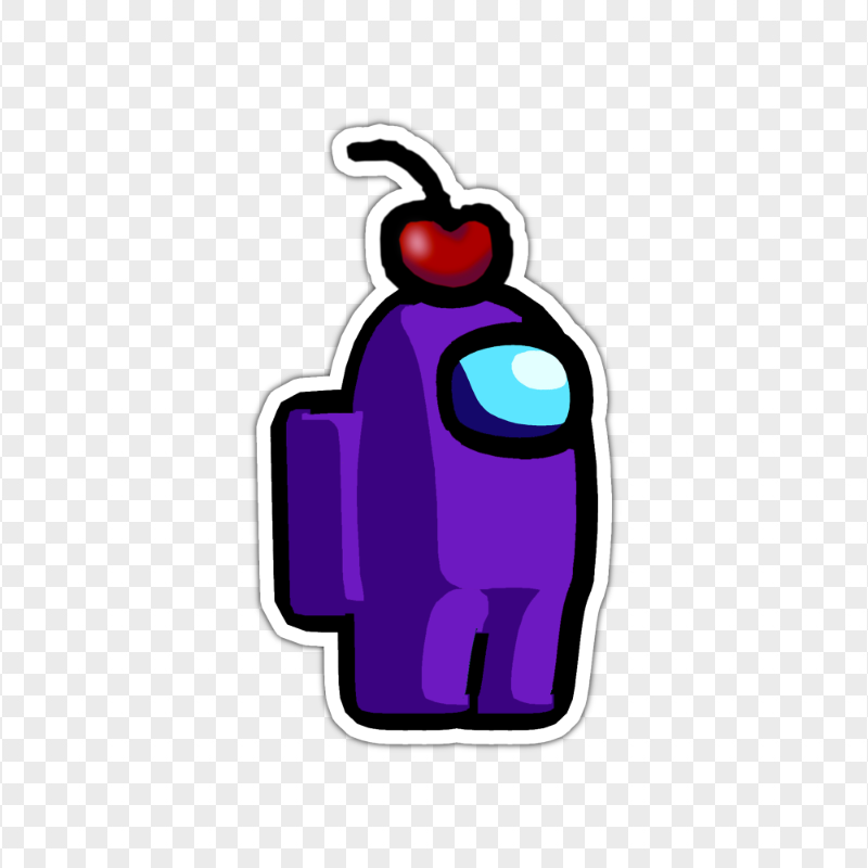 HD Purple Among Us Character Cherry Hat Stickers PNG