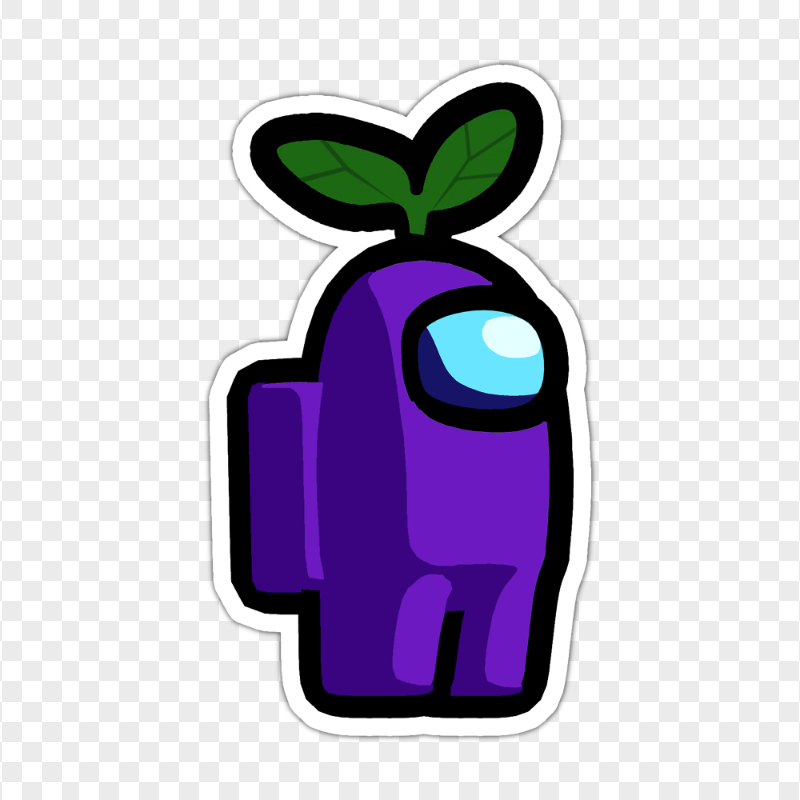 HD Purple Among Us Character Leaf Hat Stickers PNG