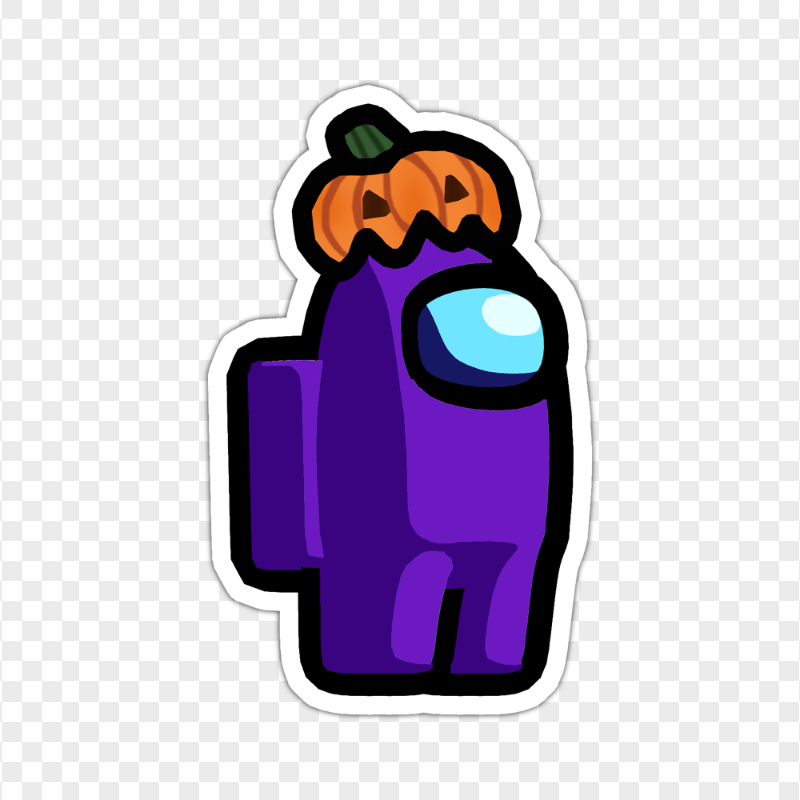 HD Purple Among Us Character Pumpkin Hat Stickers PNG