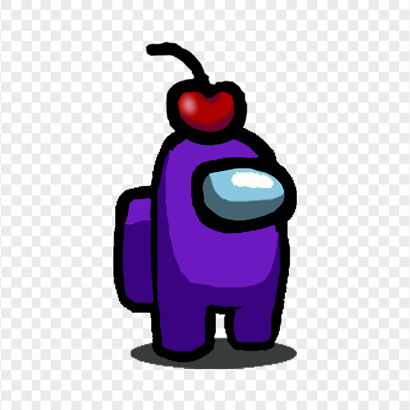 HD Purple Among Us Character With Cherry Hat PNG