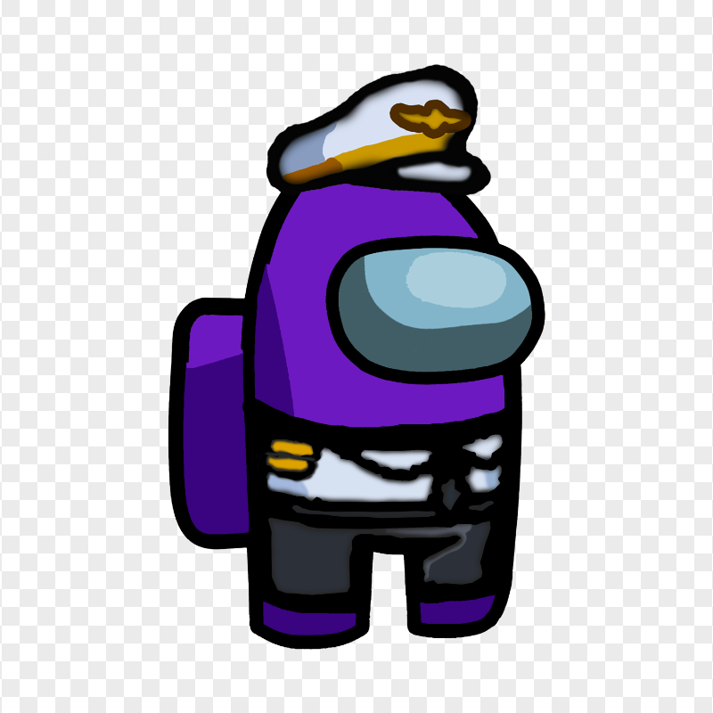 HD Purple Among Us Crewmate Character With Captain Costume PNG