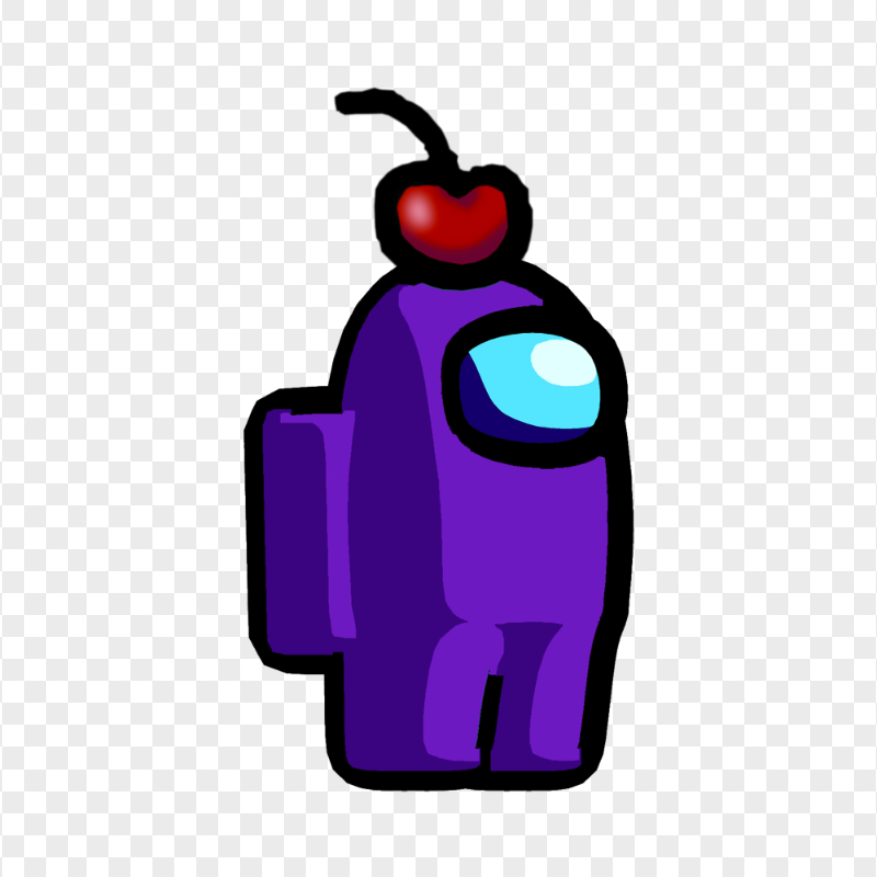 HD Purple Among Us Crewmate Character With Cherry Hat PNG