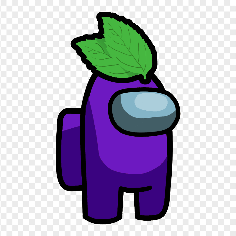 HD Purple Among Us Crewmate Character With Leaf Hat PNG