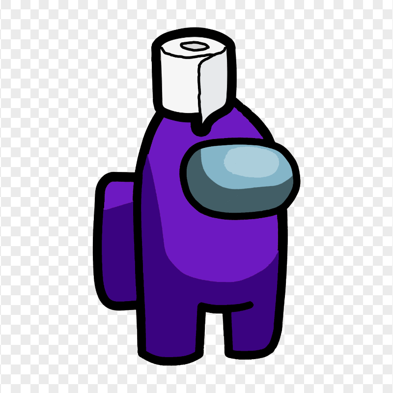 HD Purple Among Us Crewmate Character With Toilet Paper Hat PNG