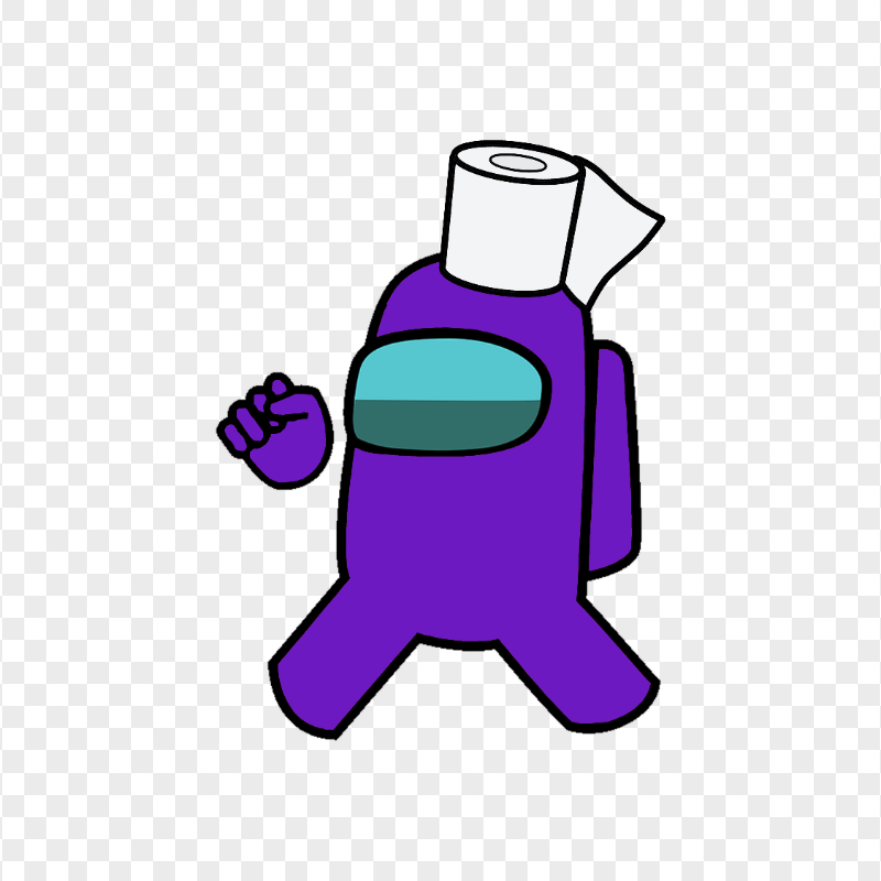 HD Purple Among Us Crewmate Character With Toilet Paper On Head PNG