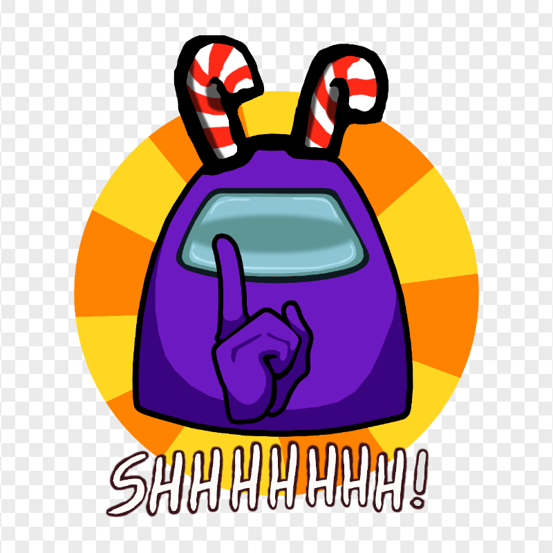 HD Purple Among Us Crewmate Shhh Logo With Candy Cane Hat PNG