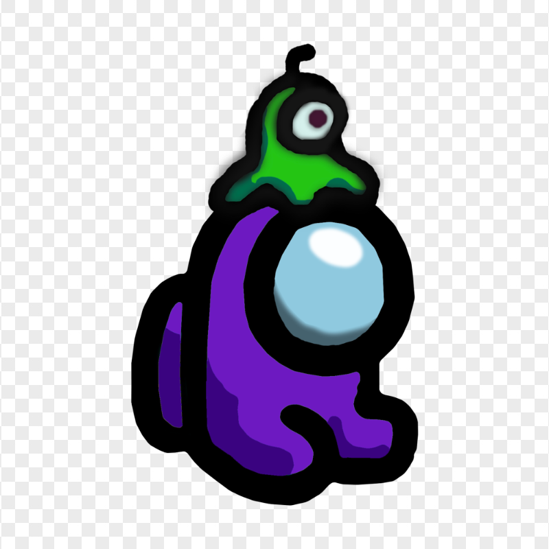HD Purple Among Us Mini Crewmate Baby Brain Slug Hat PNG