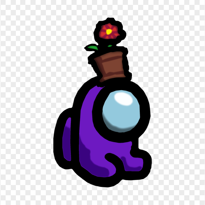 HD Purple Among Us Mini Crewmate Baby With Flower Pot Hat PNG