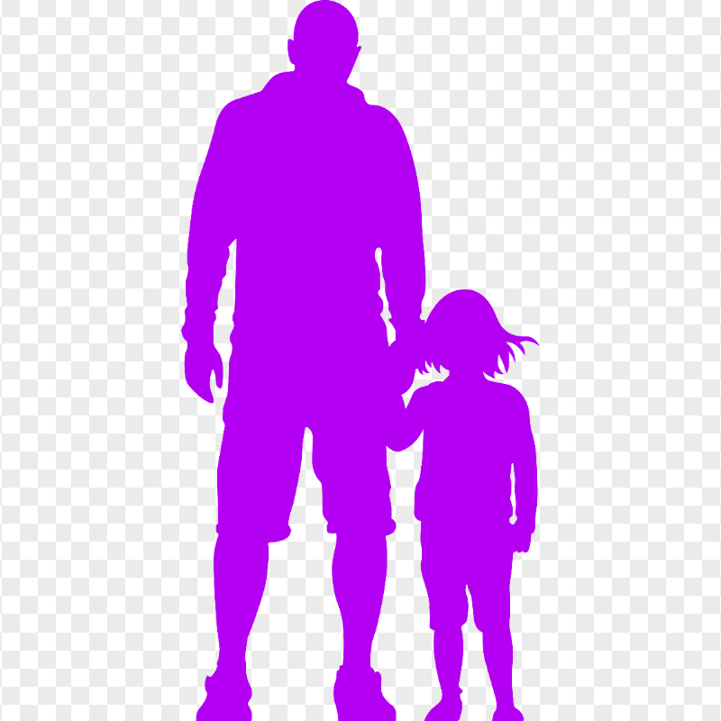 HD Purple Child And Father Silhouette PNG