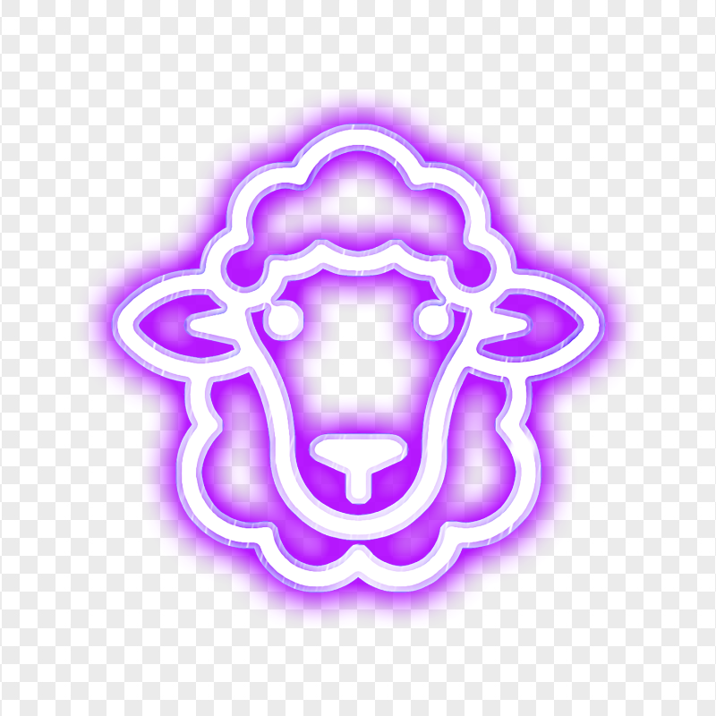 HD Purple Glowing Neon Sheep Head Face Icon PNG
