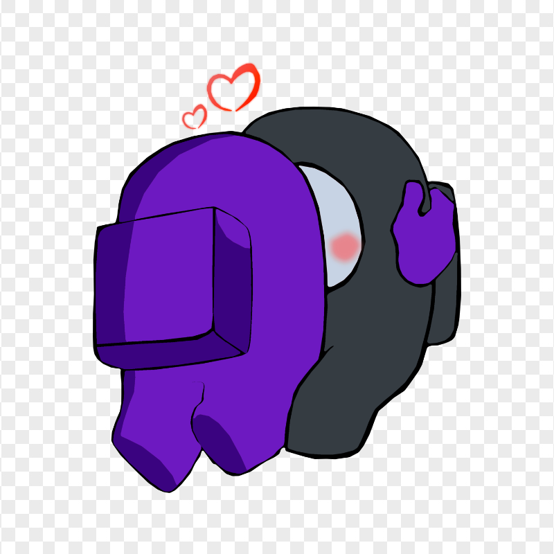 HD Purple Kiss Black Among Us Characters In Love PNG