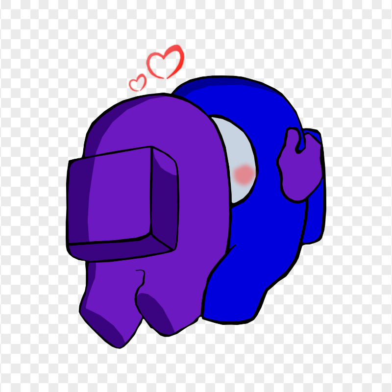 HD Purple Kiss Blue Among Us Characters In Love PNG