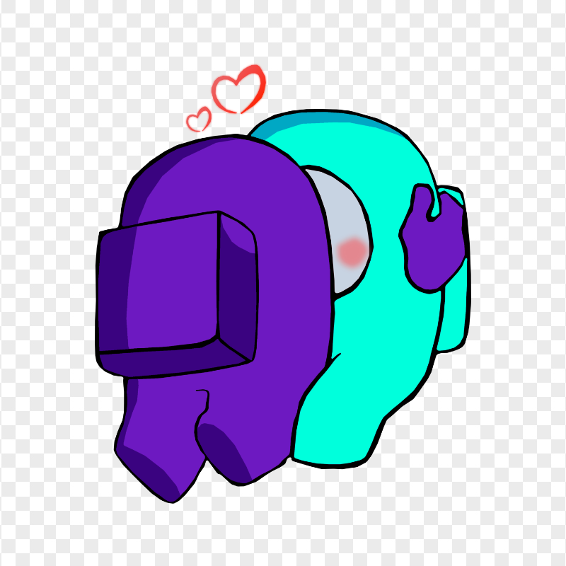 HD Purple Kiss Cyan Among Us Characters In Love PNG