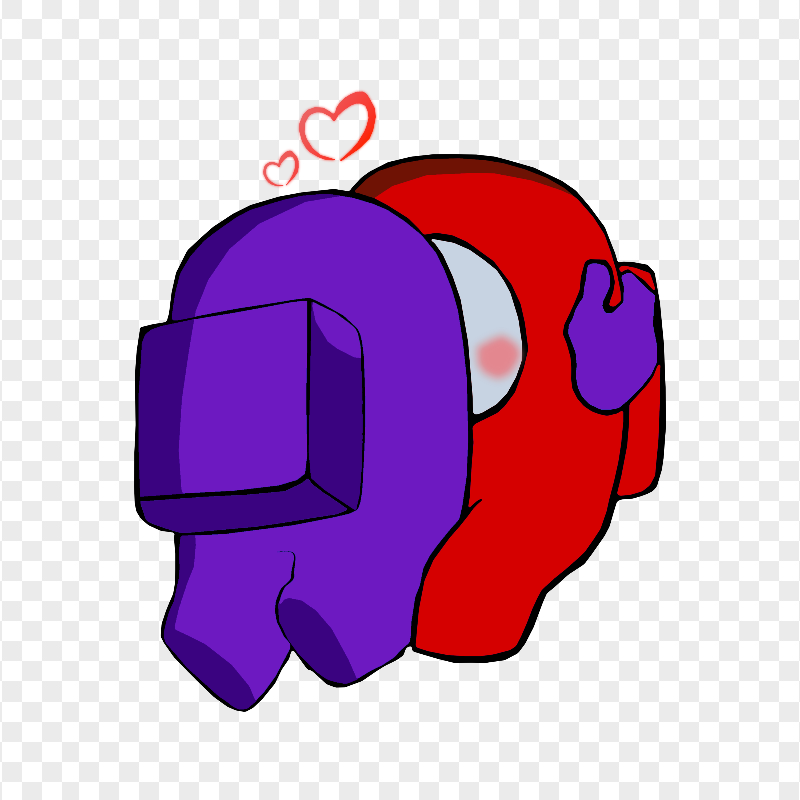 HD Purple Kiss Red Among Us Characters In Love PNG