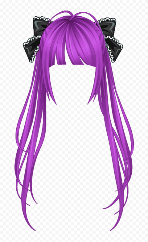 HD Purple Long Anime Girl Hair PNG | Citypng