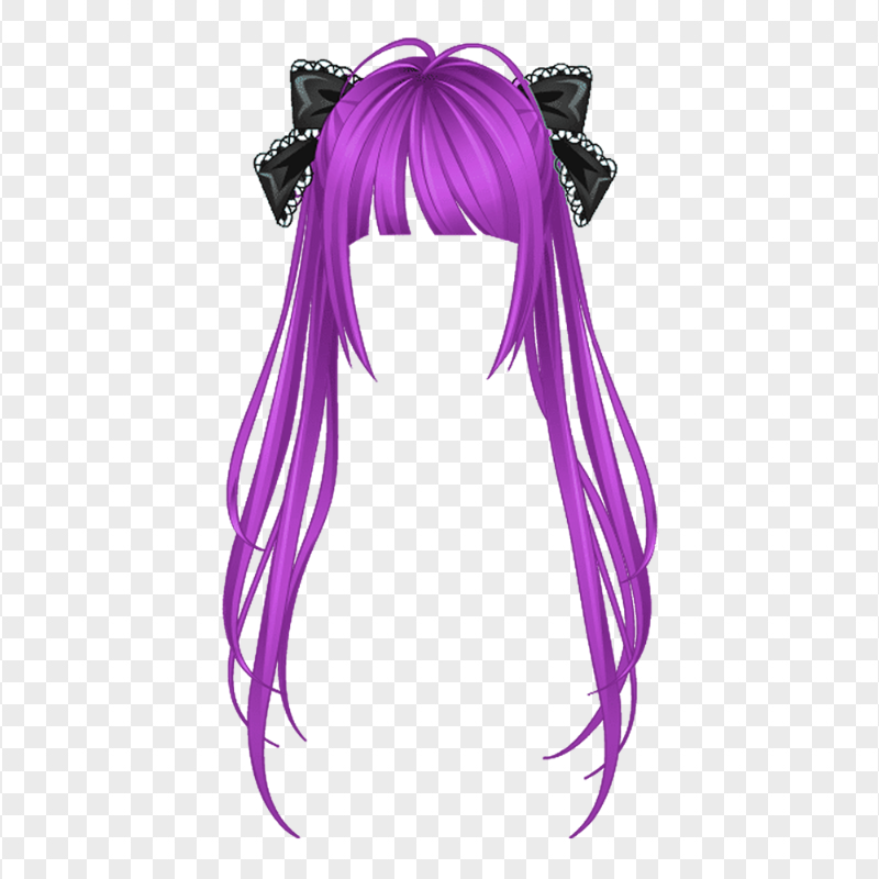 HD Purple Long Anime Girl Hair PNG