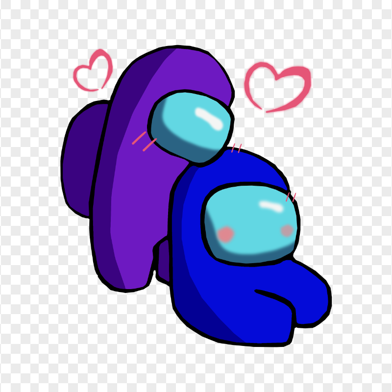 HD Purple Love Blue Among Us Characters Valentines Romance PNG