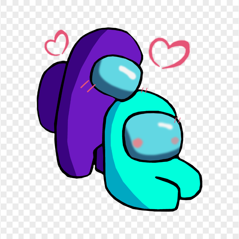 HD Purple Love Cyan Among Us Characters Valentines Romance PNG