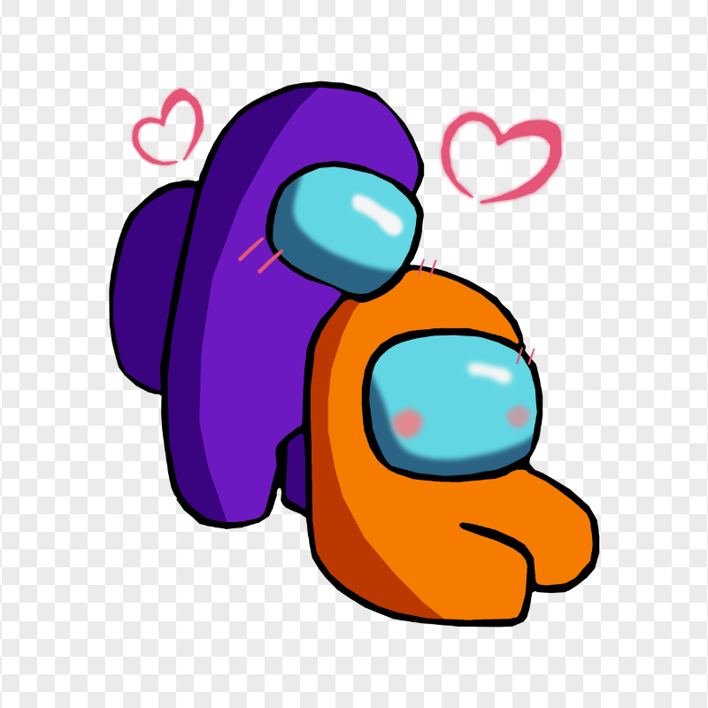 HD Purple Love Orange Among Us Characters Valentines Romance PNG