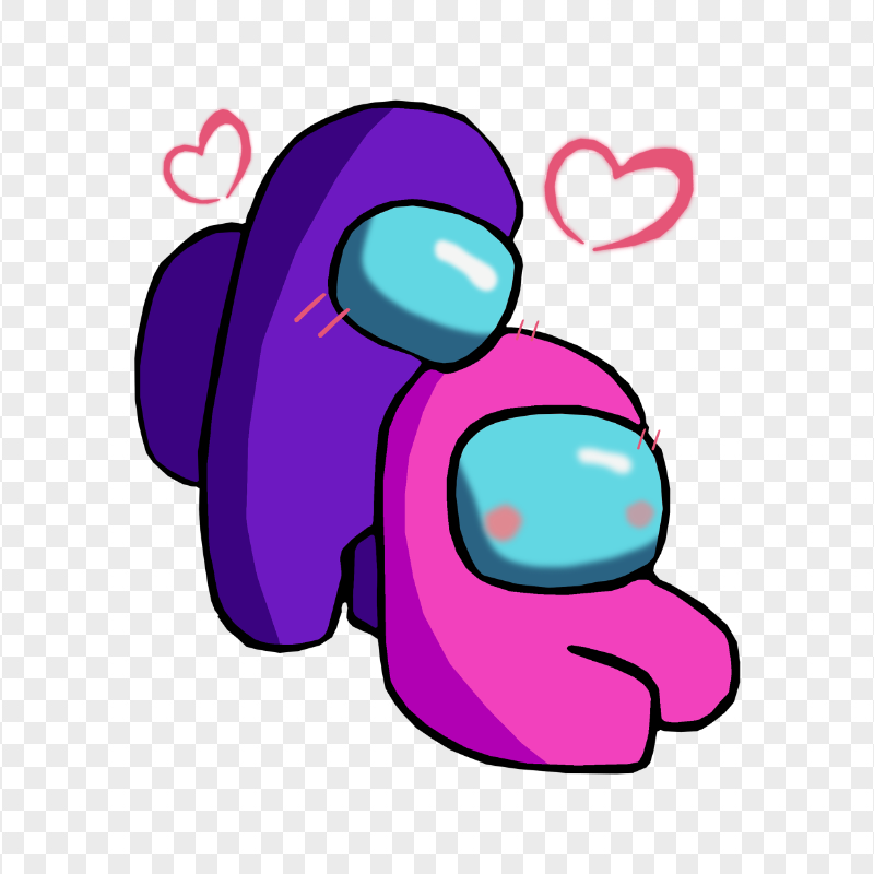 HD Purple Love Pink Among Us Characters Valentines Romance PNG