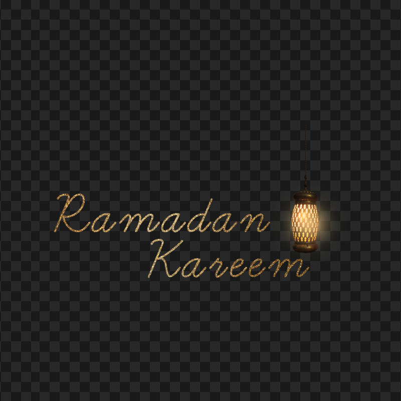 HD Ramadan Kareem Gold Glitter Text With Lantern PNG