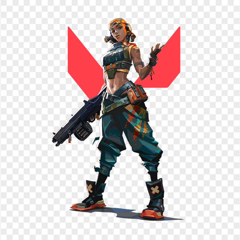 HD Raze Valorant Game Female Character Player With Logo PNG