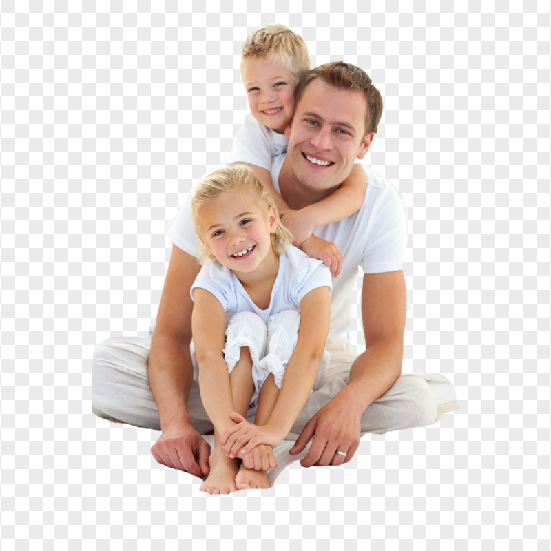 HD Real Father Sitting With Sons Transparent PNG