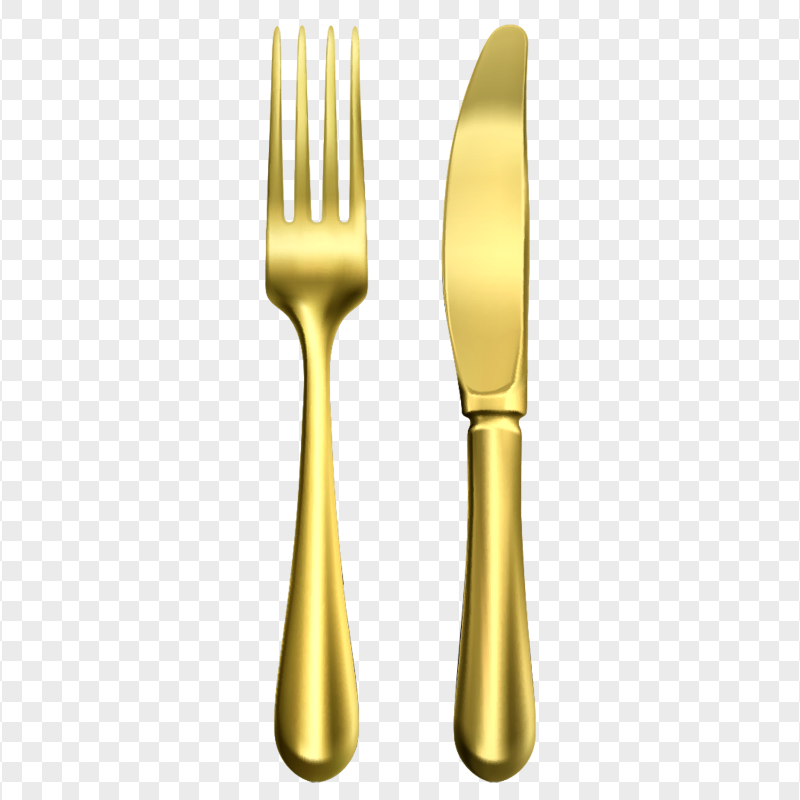 HD Realistic Gold Yellow Fork & Knife PNG