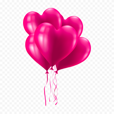 HD Realistic Pink Heart Balloons Valentine's Day PNG