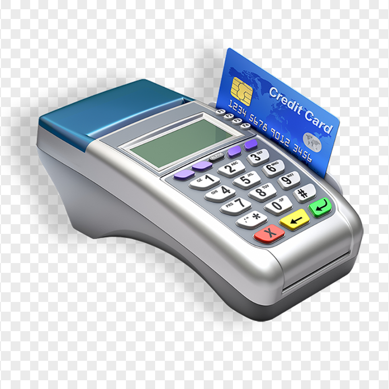 HD Realistic POS Machine With Credit Card PNG