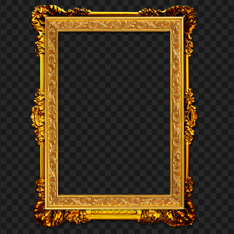 HD Rectangular Vintage Gold Frame Transparent PNG