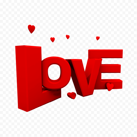 HD Red 3D Love Word With Hearts Valentine's Day PNG