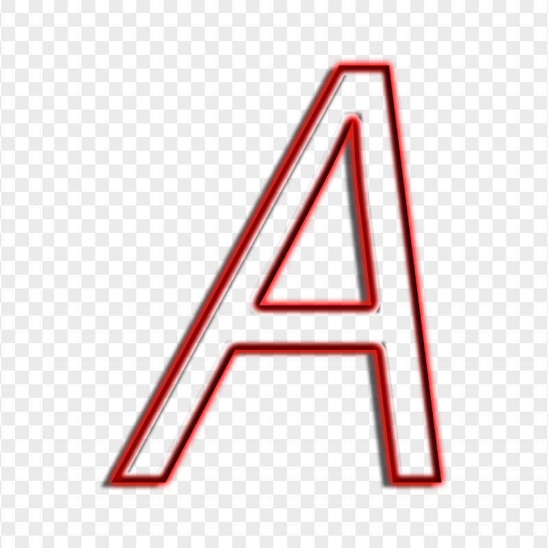 HD Red A Italic Letter Alphabet Outline Neon PNG