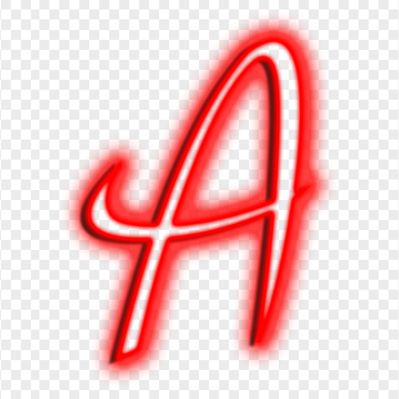 HD Red A Letter Text Alphabet Outline Neon PNG