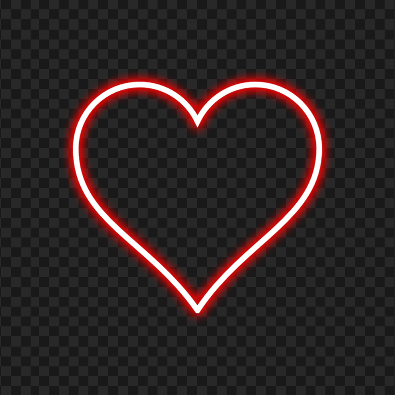 HD Red Aesthetic Neon Heart Love Valentine PNG