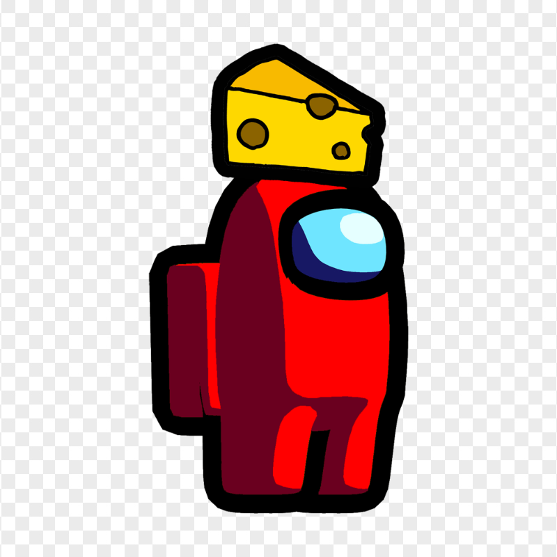 HD Red Among Us Character Cheese Hat PNG