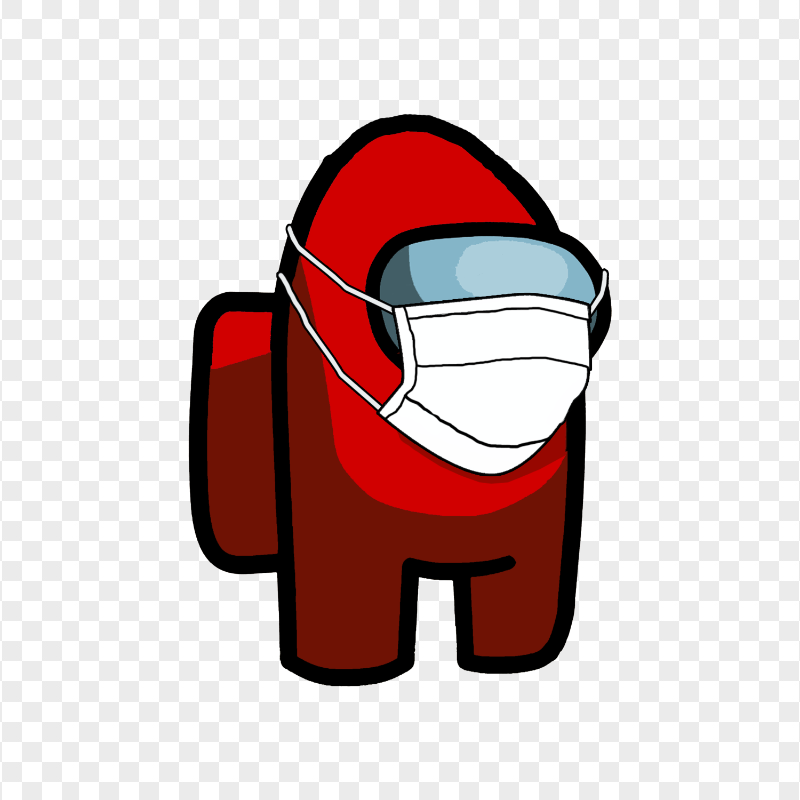 HD Red Among Us Character Covid Surgical Mask PNG